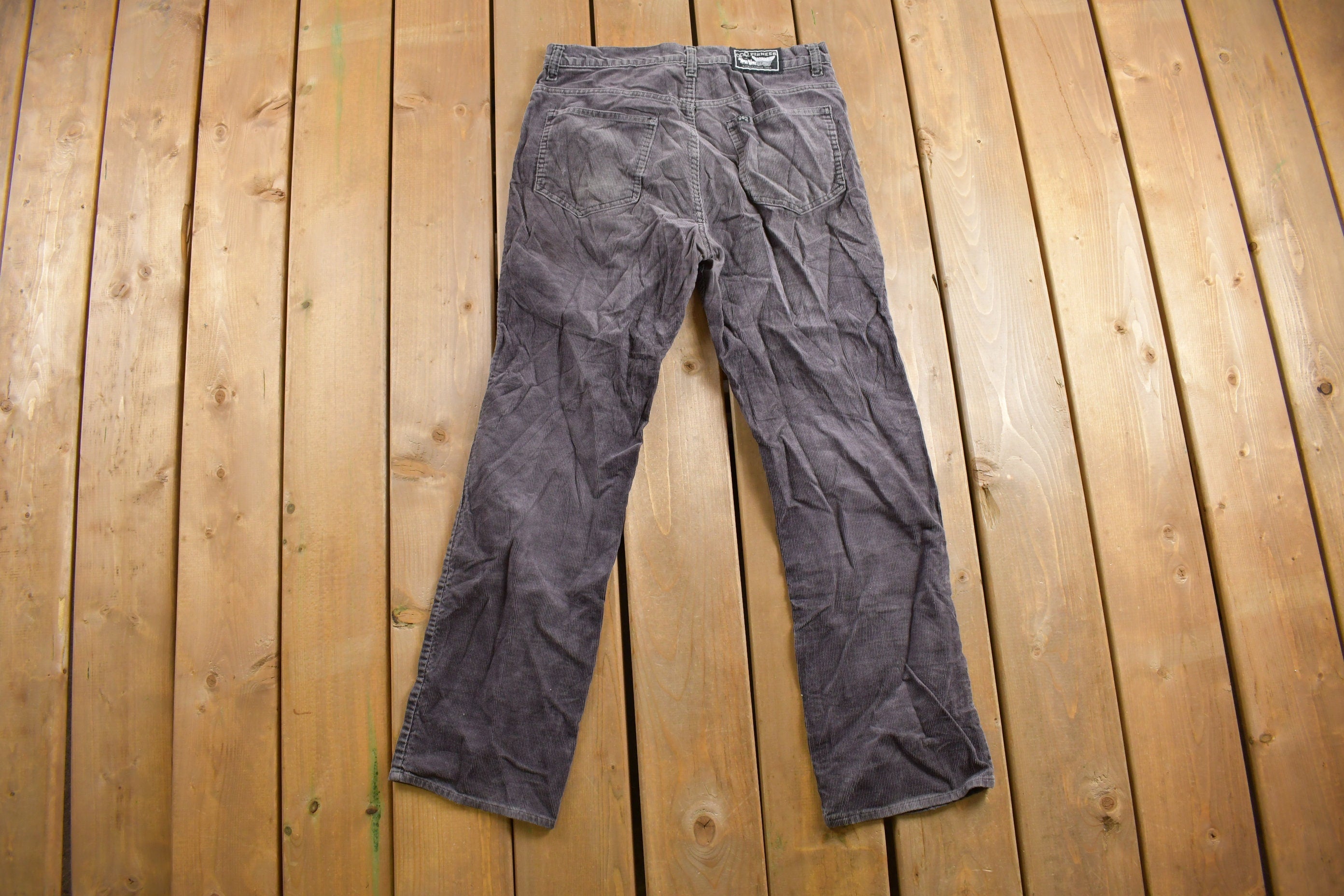 Vintage 1970s Gap Pioneer Grey Corduroy Trousers Size 31 x 28.5
