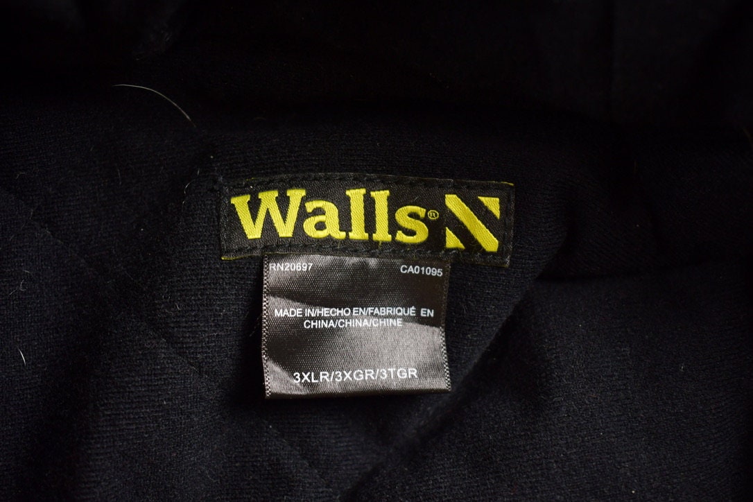 Vintage 1990s Walls Black Hooded Cinched Active Jac Work Jacket