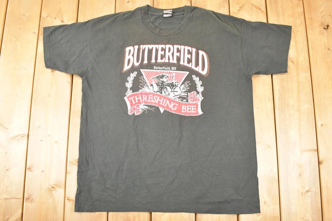 Vintage 1990s Butterfield Threshing Bee Souvenir Tractor T-Shirt Men's XL
