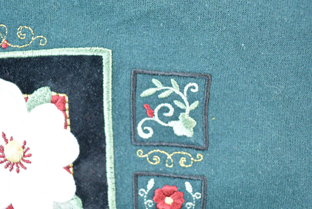 Vintage 1990s Floral Double Collared Cute Crewneck Sweater