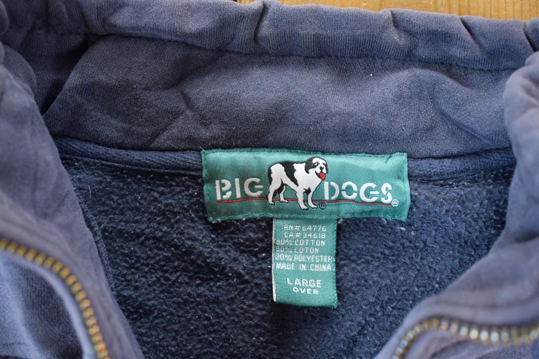 Vintage 1990s Big Dogs Quarter Zip Souvenir Crewneck Sweatshirt Made In USA