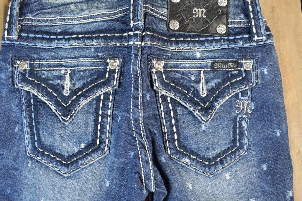 Vintage Y2K Miss Me Skinny Bedazzled Low Rise Jeans Size 26x31