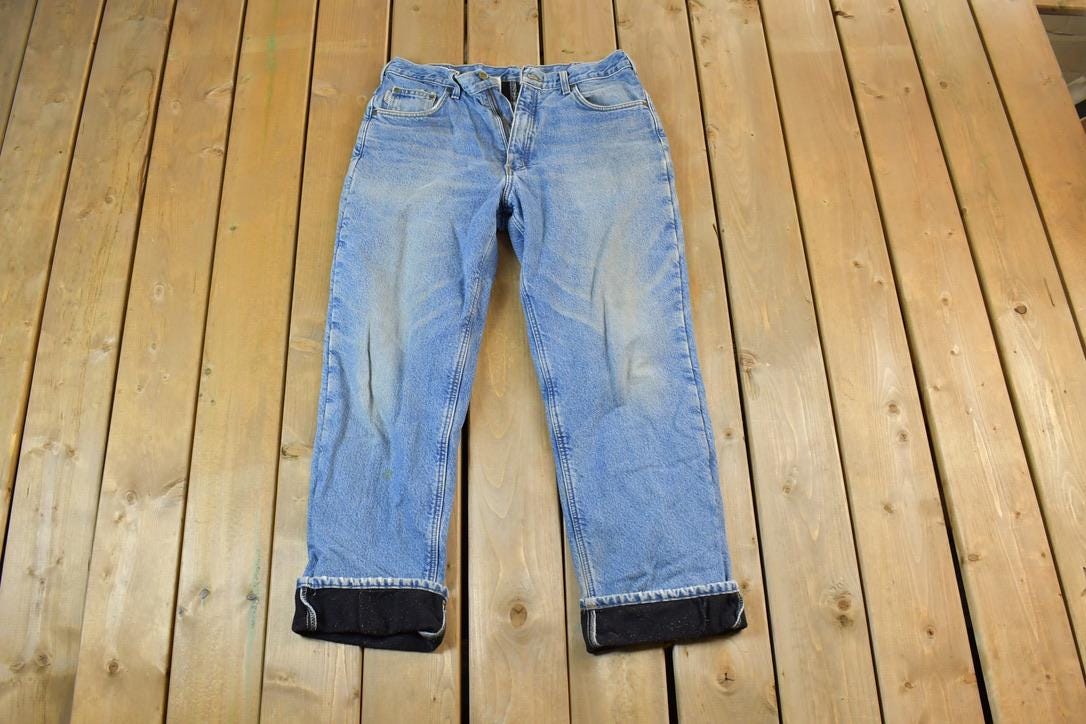 Vintage 1990s Carhartt Fleece Lined Denim Jeans Size 36x34