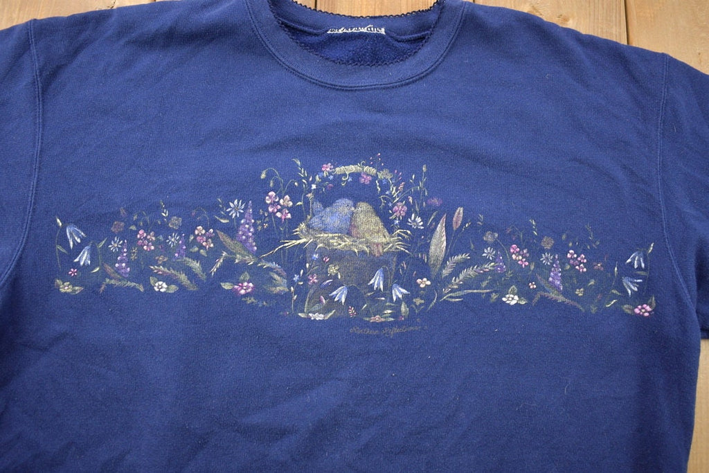 Vintage 1990s Cute Bird Themed Crewneck / Souvenir / Vintage Sweatshirt / Outdoorsman / Wilderness Sweatshirt / Floral / Animal Themed