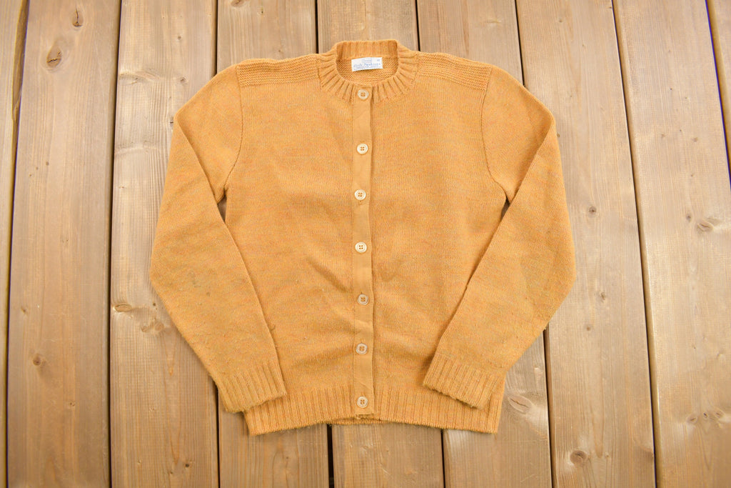 Vintage 1960s Sears Knit Cardigan Sweater  Made In USA  Vintage Cable Knit  Abstract Knit Crewneck