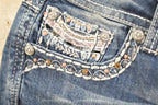 Vintage Deadstock Y2K Grace LA Bedazzled Low Rise Jeans Women's Size 27x31