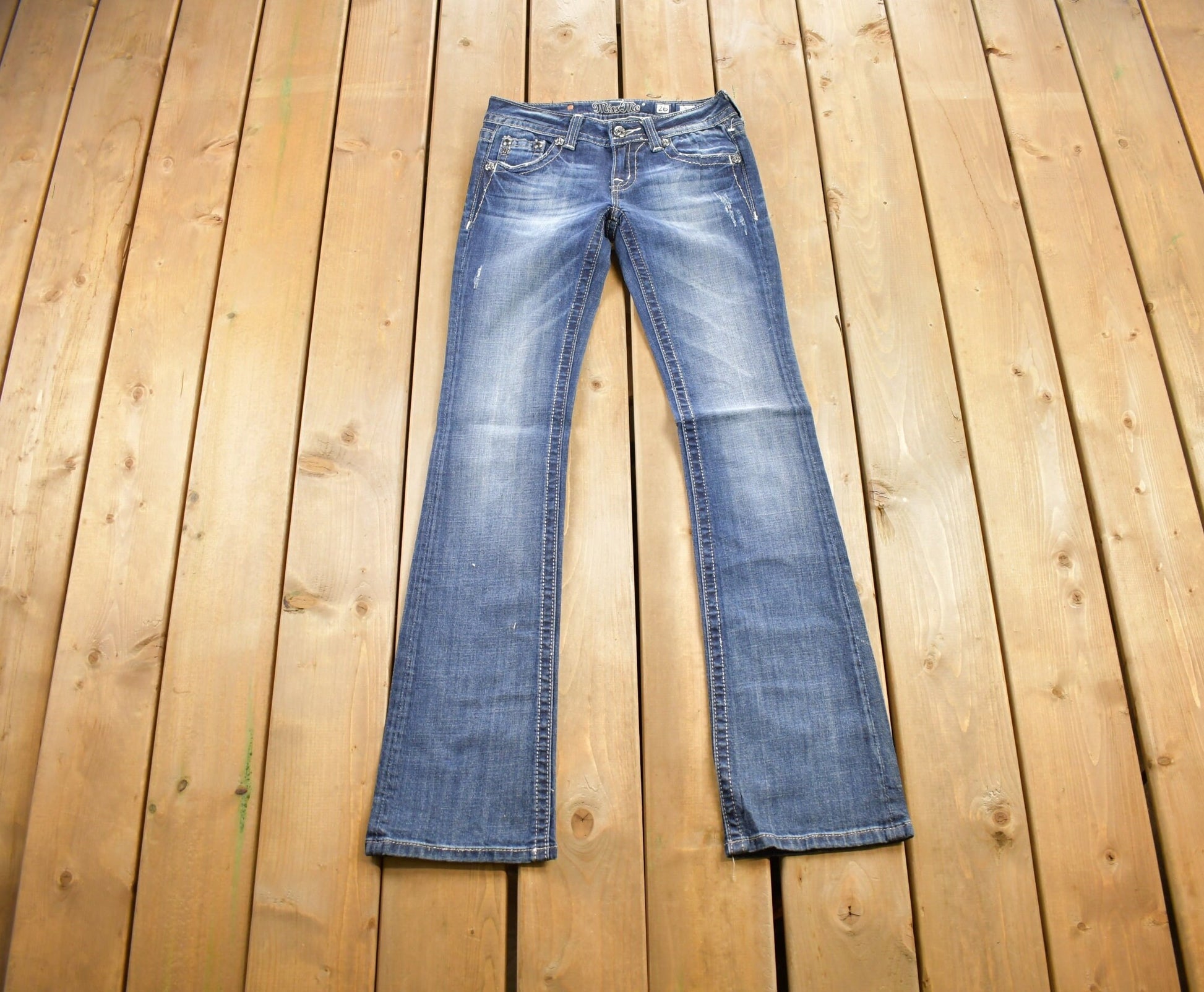 Vintage Y2K Miss Me Bedazzled Low Rise Jeans Size 26x32