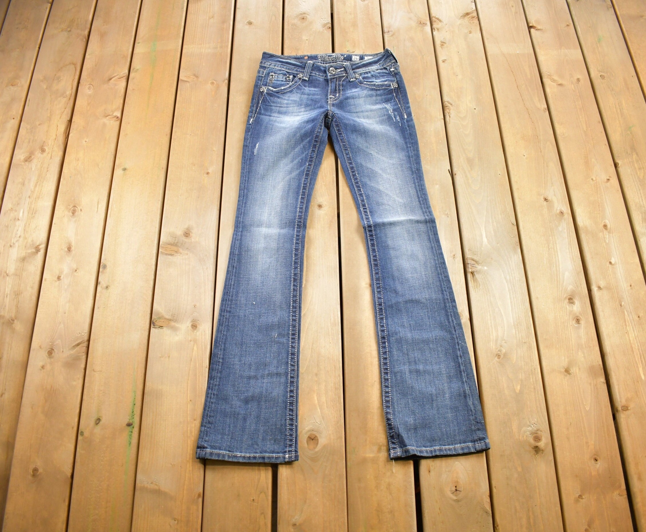 Vintage Y2K Miss Me Bedazzled Low Rise Jeans Size 26x32