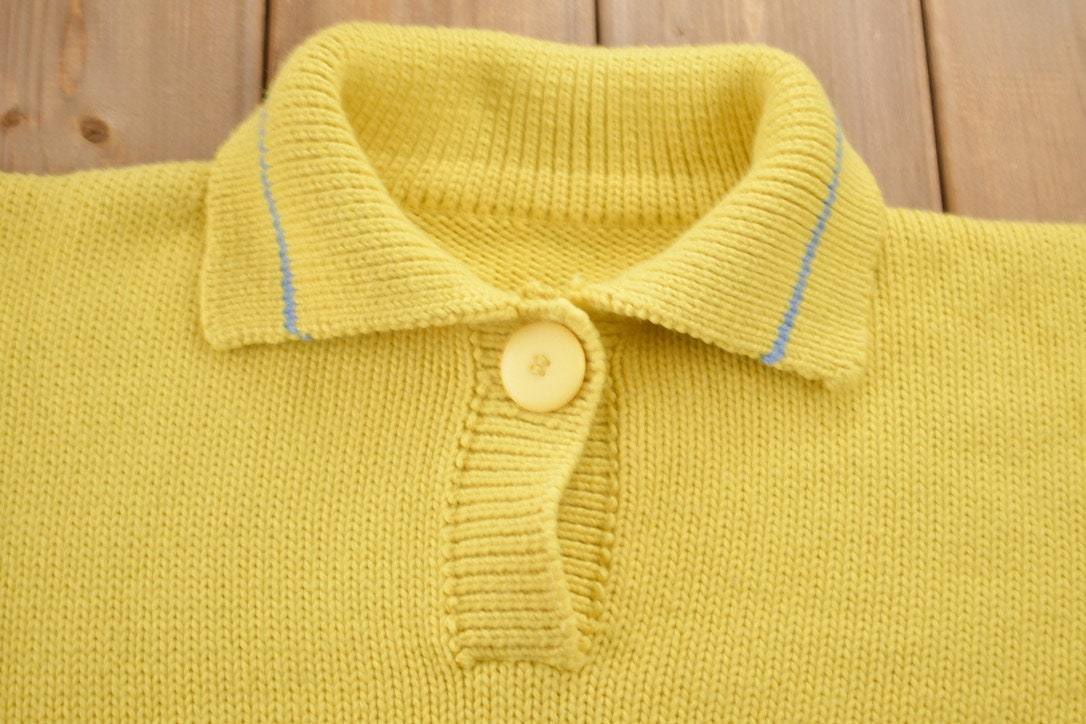 Vintage 1990s Knitted Striped Big Button Sweater