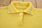 Vintage 1990s Knitted Striped Big Button Sweater / Vintage 90s Yellow Crewneck / Pattern Sweater / Outdoor / Pullover Sweatshirt