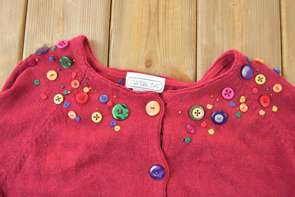 Vintage 1990s Mandal Bay Knit Button Up Christmas Sweater
