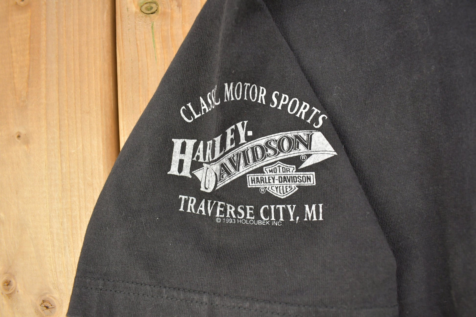 Vintage 1993 Harley Davidson Classic Motor Sports Traverse Michigan Polo Shirt