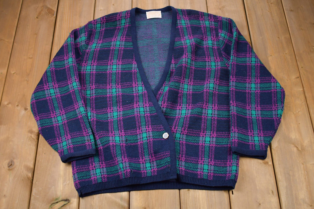 Vintage 1990s Pendleton 100% Wool Plaid Cardigan