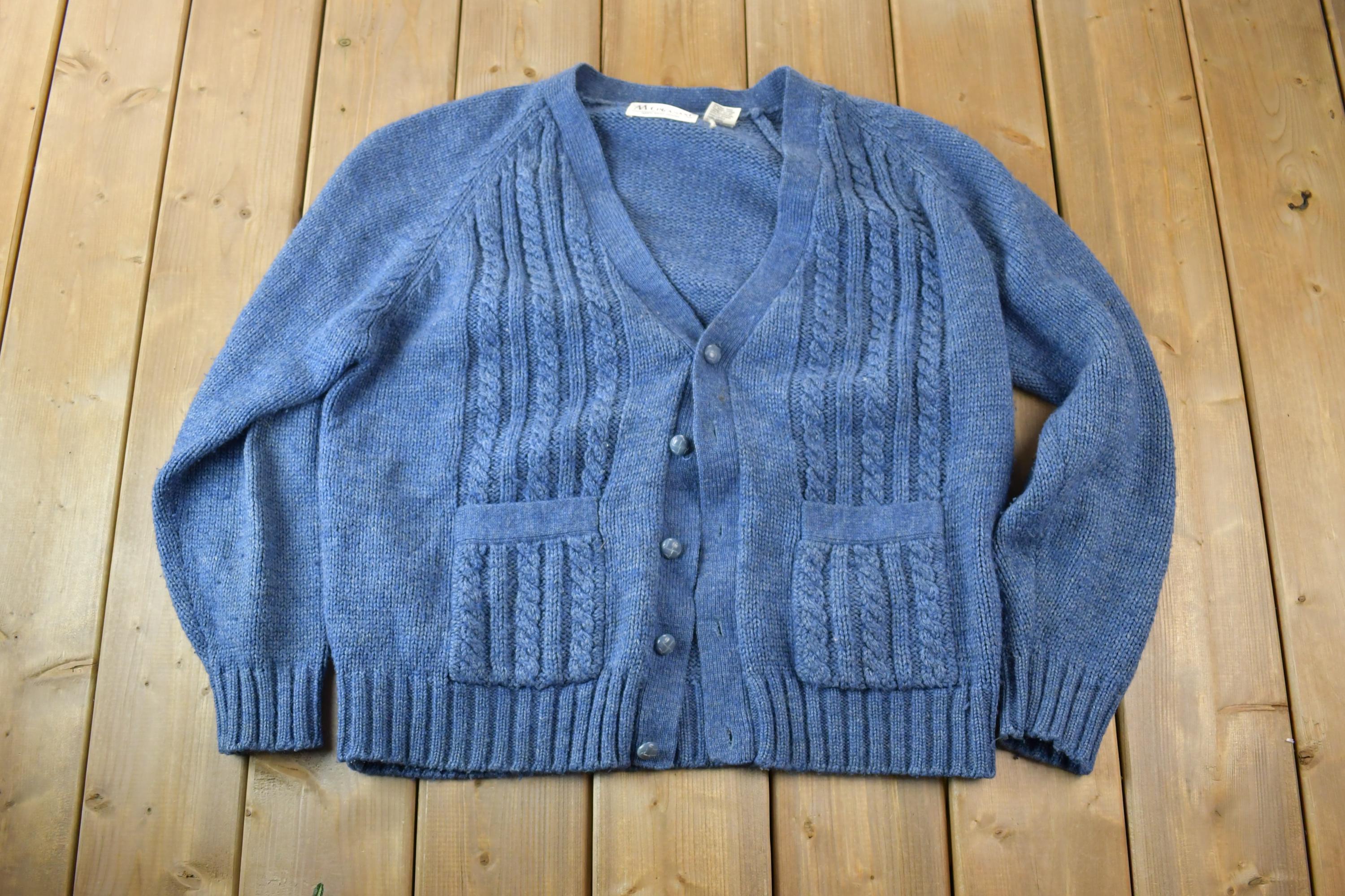 Vintage 1990s Mt Pleasant Knit Cardigan Cable Knit Sweater