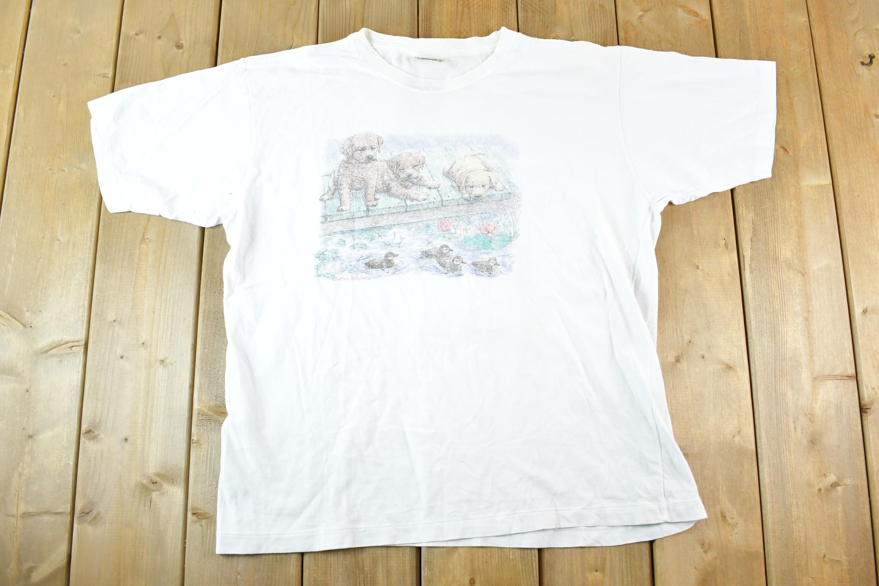 Vintage 1990s Northern Reflections Golden Retrievers Duck Pond Souvenir T-Shirt Men's L