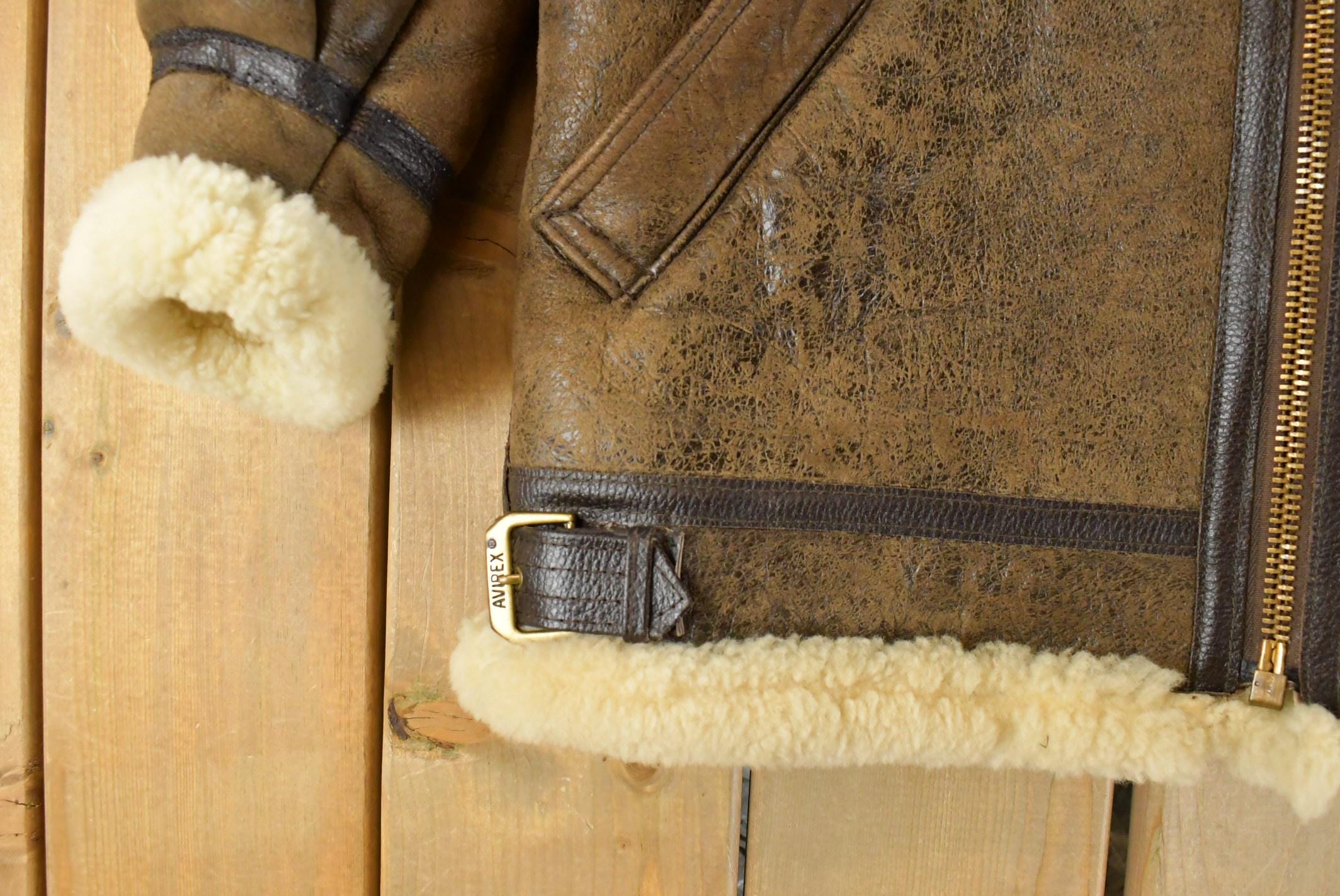 Vintage 1970s Avirex Type B-3 Mouton Sherpa Liend Shearling Coat Men's M