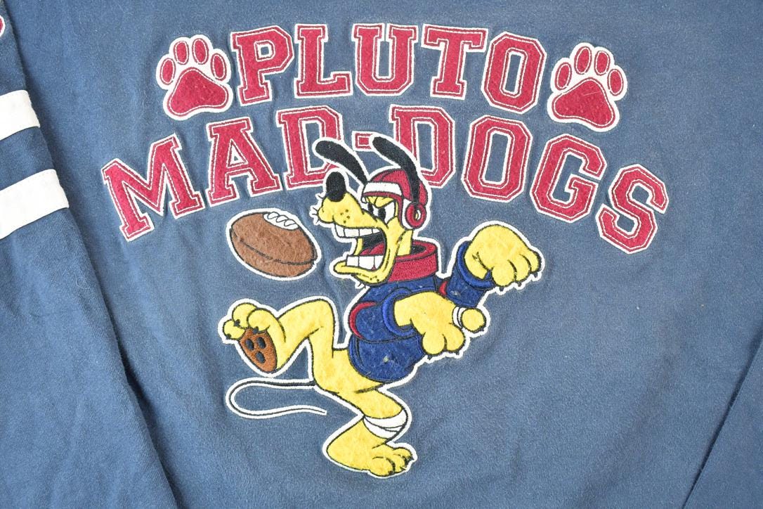 Vintage 1990s Pluto Maddogs Football Mickey Mouse Disney Crewneck