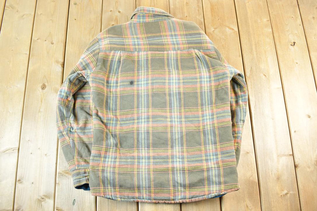 Vintage 1990s Woolrich Plaid Lined Flannel Button Up Shirt Mens M