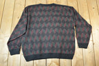 Vintage 1990s Jantzen Knit Abstract Pattern Crewneck Sweater Mens XXL