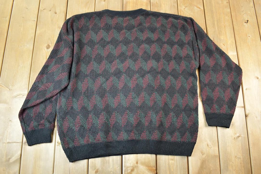 Vintage 1990s Jantzen Knit Abstract Pattern Crewneck Sweater Mens XXL