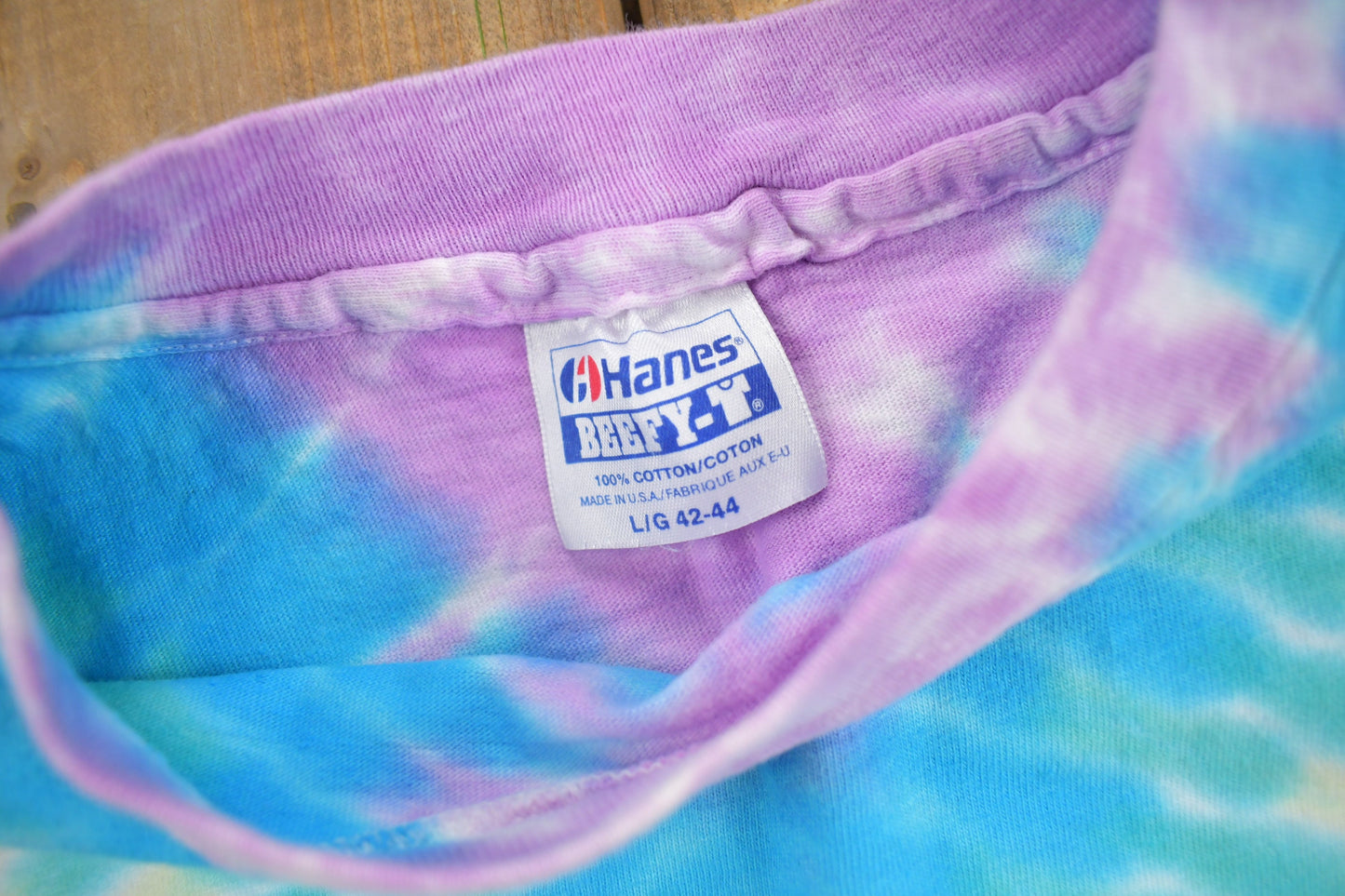 Vintage 1980s Hanes Tie Dye T Shirt / Single Stitch / Party Shirt / Purple & Blue Tie Dye / Made In USA