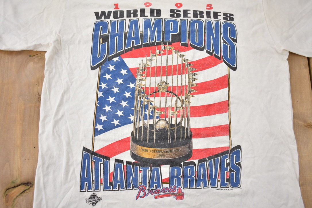 Vintage 1995 World Series Champions Atlanta Braves MLB Ringer T Shirt