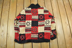 Vintage 1990s Jones New York Wool Knit Abstract Pattern Turtleneck Sweater Womens Large