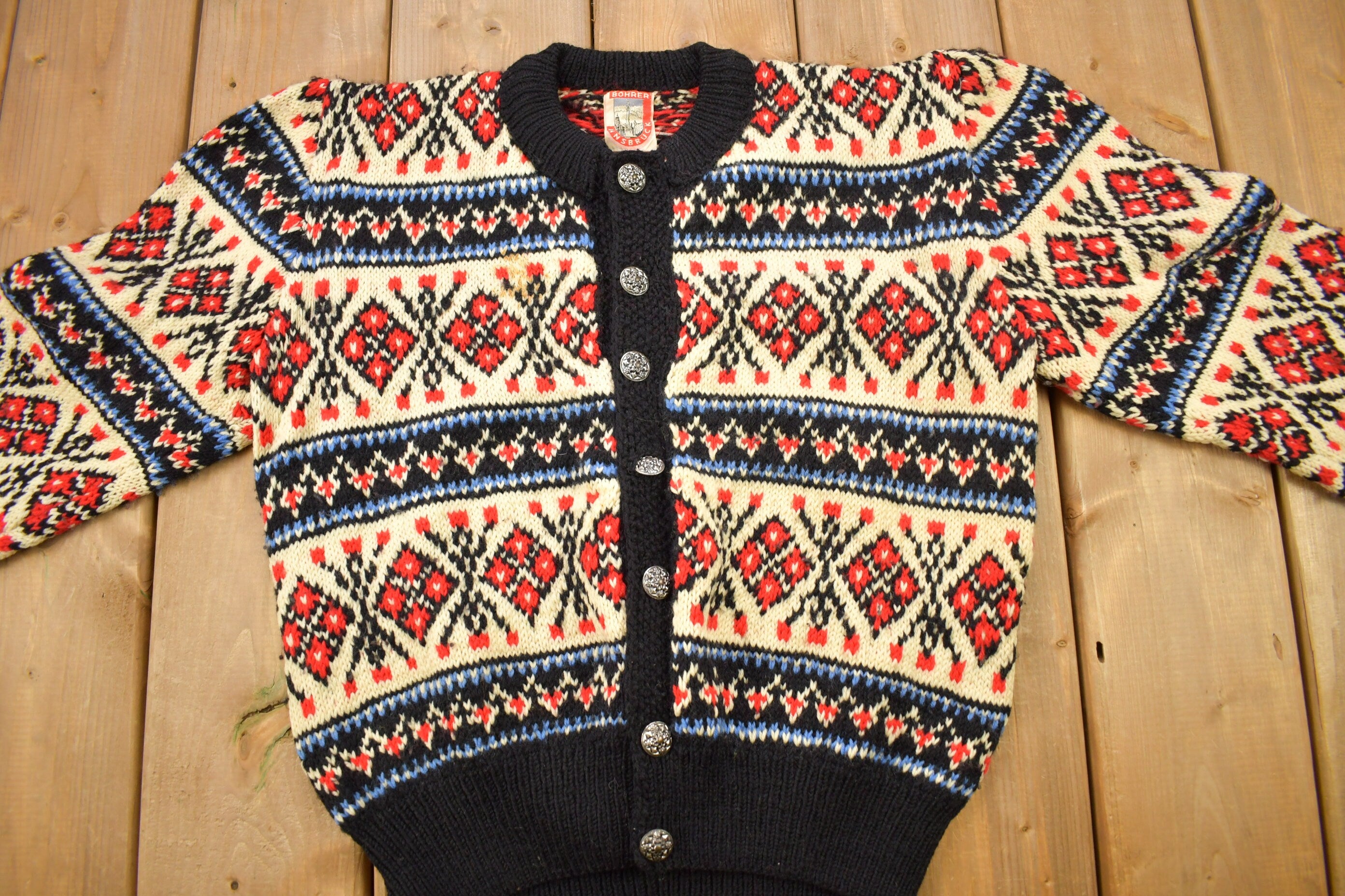 Vintage 1980s Bohrer Innsbruck Knitted Cardigan Sweater