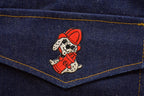 Vintage 1990s Embroidered Cute Denim Jean Vest  Patchwork  Made In USA  Outerwear  Personalized  Cute Dog  Hearts And Flowers