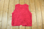 Vintage 1990s Floral Knit Cardigan Sweater Vest Women's Small