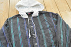 Vintage 1990s Impulse Hooded Striped Flannel Button Up Shirt Mens  1990s Button Up  Vintage Flannel  Plaid Shirt  Button Down