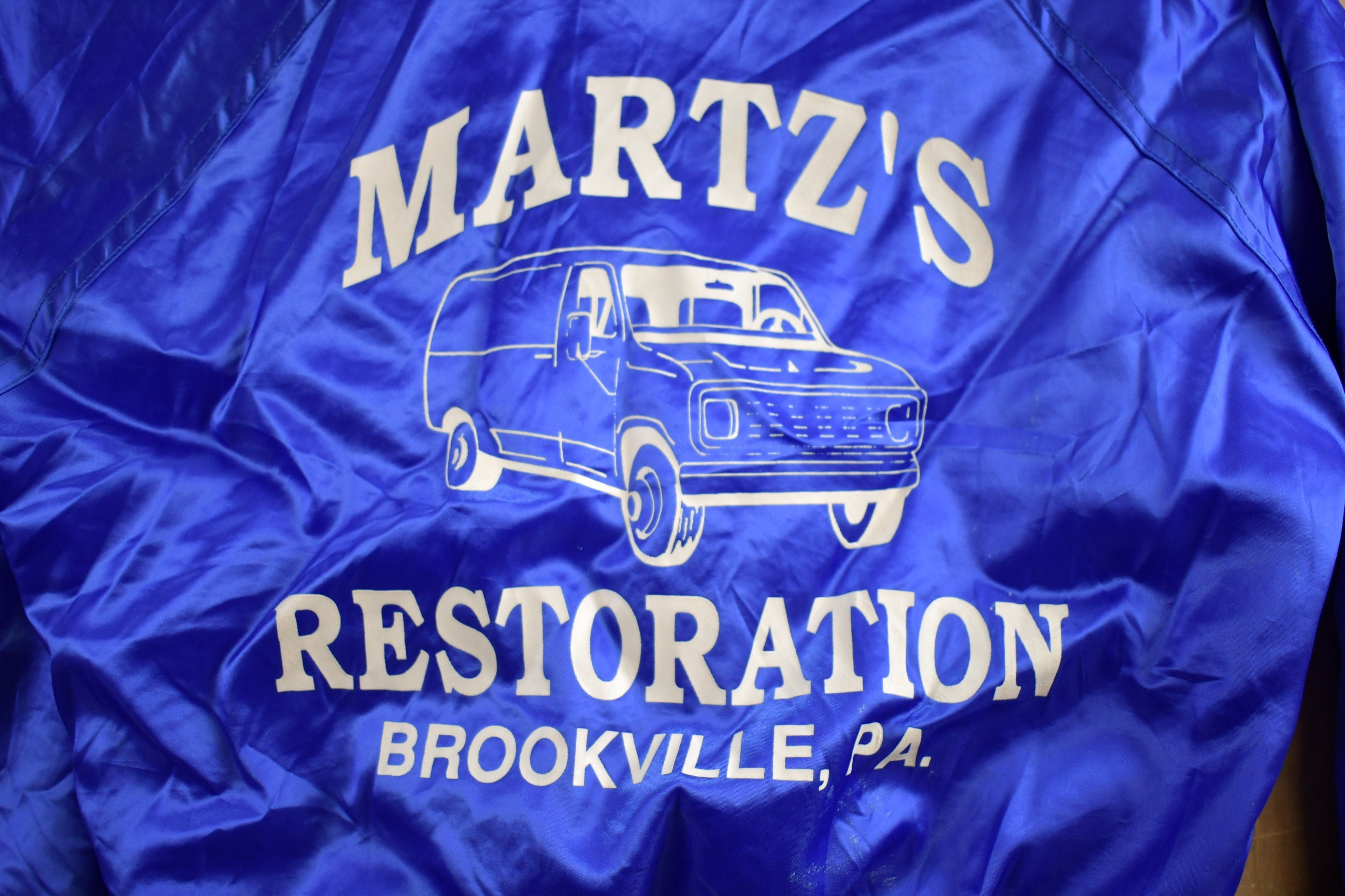 Vintage 1990s Martz's Restoration Satin Bomber Jacket