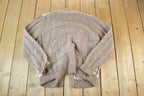 Vintage 1980s Alan Flusser 100% Wool Plaid Knit Perfect Mild Distress Cardigan Sweater Made In USA