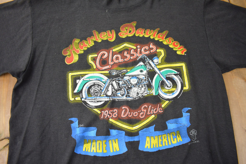Vintage 1990s Harley Davidson Motorcycles Haleigh NC Single Stitch Graphic T-Shirt Made In USA