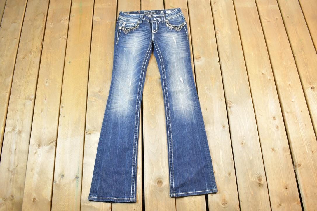 Vintage Y2K Miss Me Bedazzled Low Rise Jeans Size 26x31