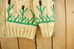 Vintage 1970s Hand-Knit Duck Birds Theme Wool Cowichan Sweater Men's Medium