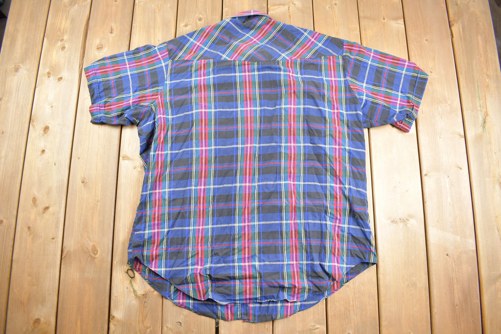 Vintage 1980s Ely Cattleman Pearl Snap Plaid Button Up Shirt