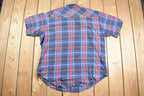 Vintage 1980s Ely Cattleman Pearl Snap Plaid Button Up Shirt