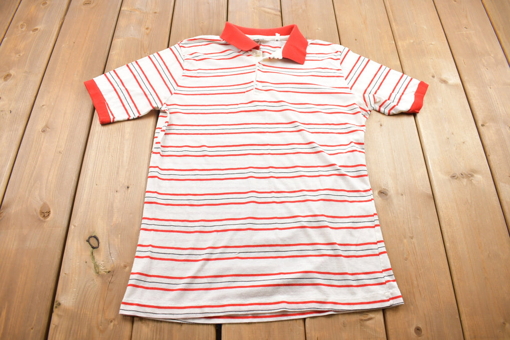 Vintage 1990s Striped Polo Collared T Shirt