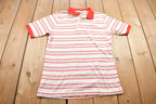 Vintage 1990s Striped Polo Collared T Shirt