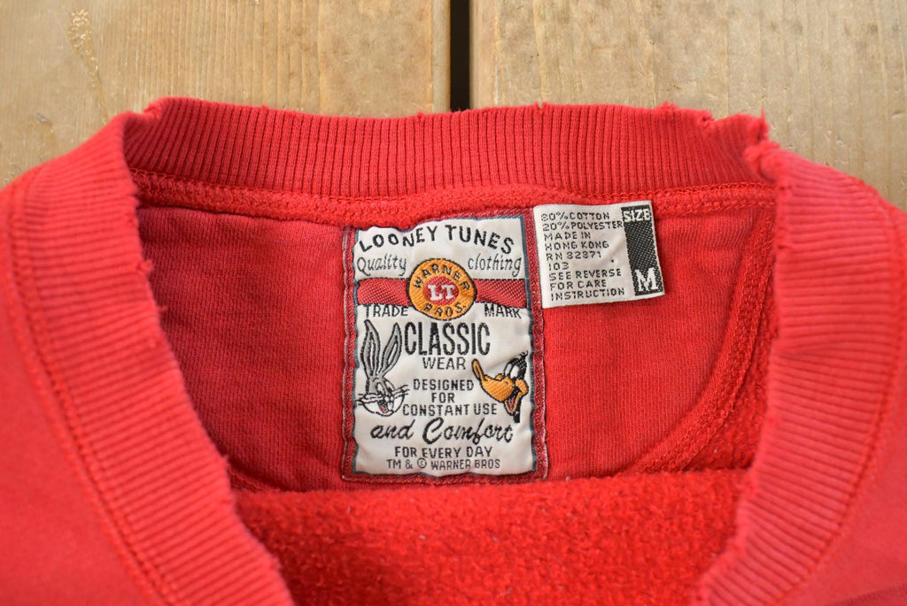 Vintage 1990s Looney Tunes Crewneck Sweatshirt Men's M / Embroidered / Cartoon Promo / Warner Bros