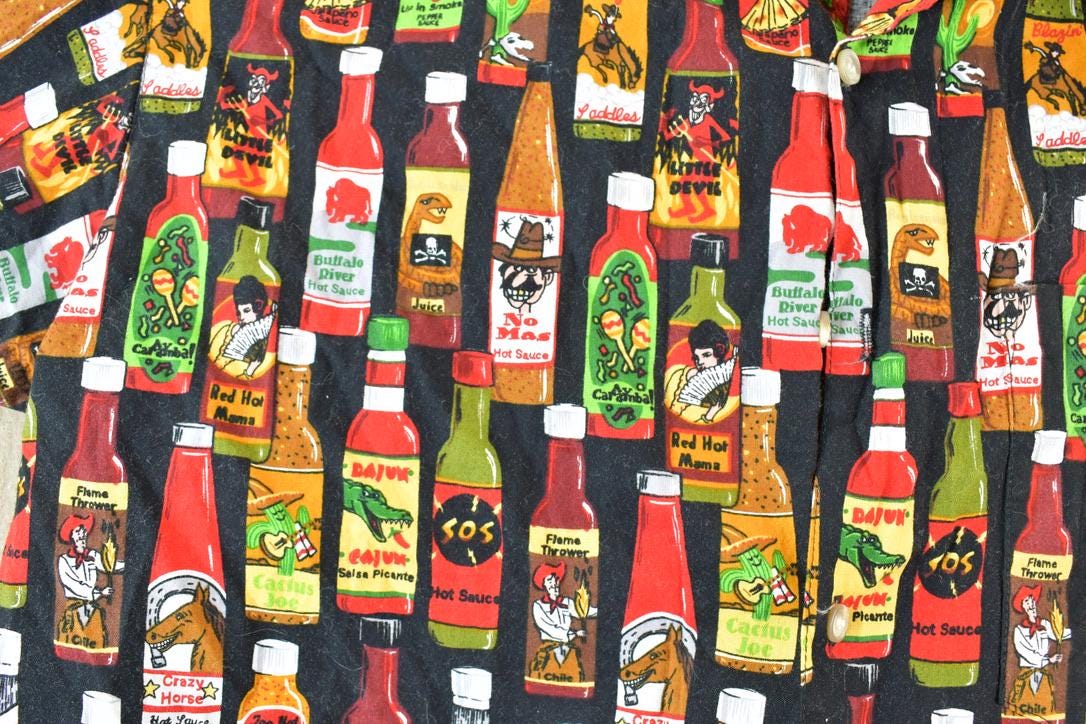 Vintage 1990s Hot Sauce AOP Button Up Shirt