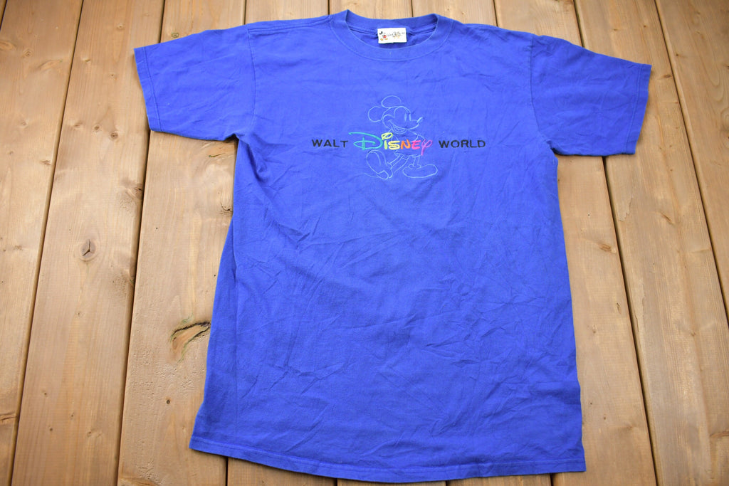 Vintage 1990s Walt Disney World Embroidered Graphic Mickey Mouse T Shirt