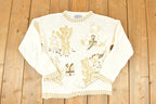 Vintage 1990s P Galli Knit Cute Teddy Bear Crewneck Sweater Women's M
