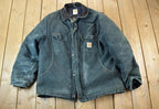 Vintage 1990s Distressed Carhartt Heavy Duty Olive Jacket Made In USA