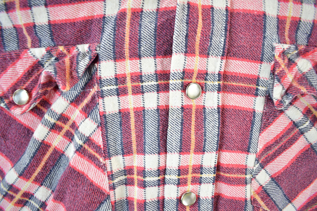 Vintage 1970s Fruit Of The Loom Flannel Button Up Shirt Men's Medium