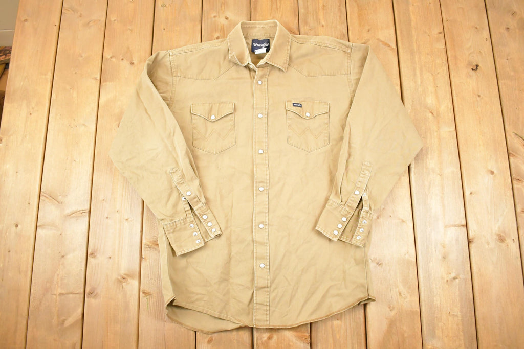 Vintage 1990s Wrangler Tan Western Button Up Shirt Men's XL