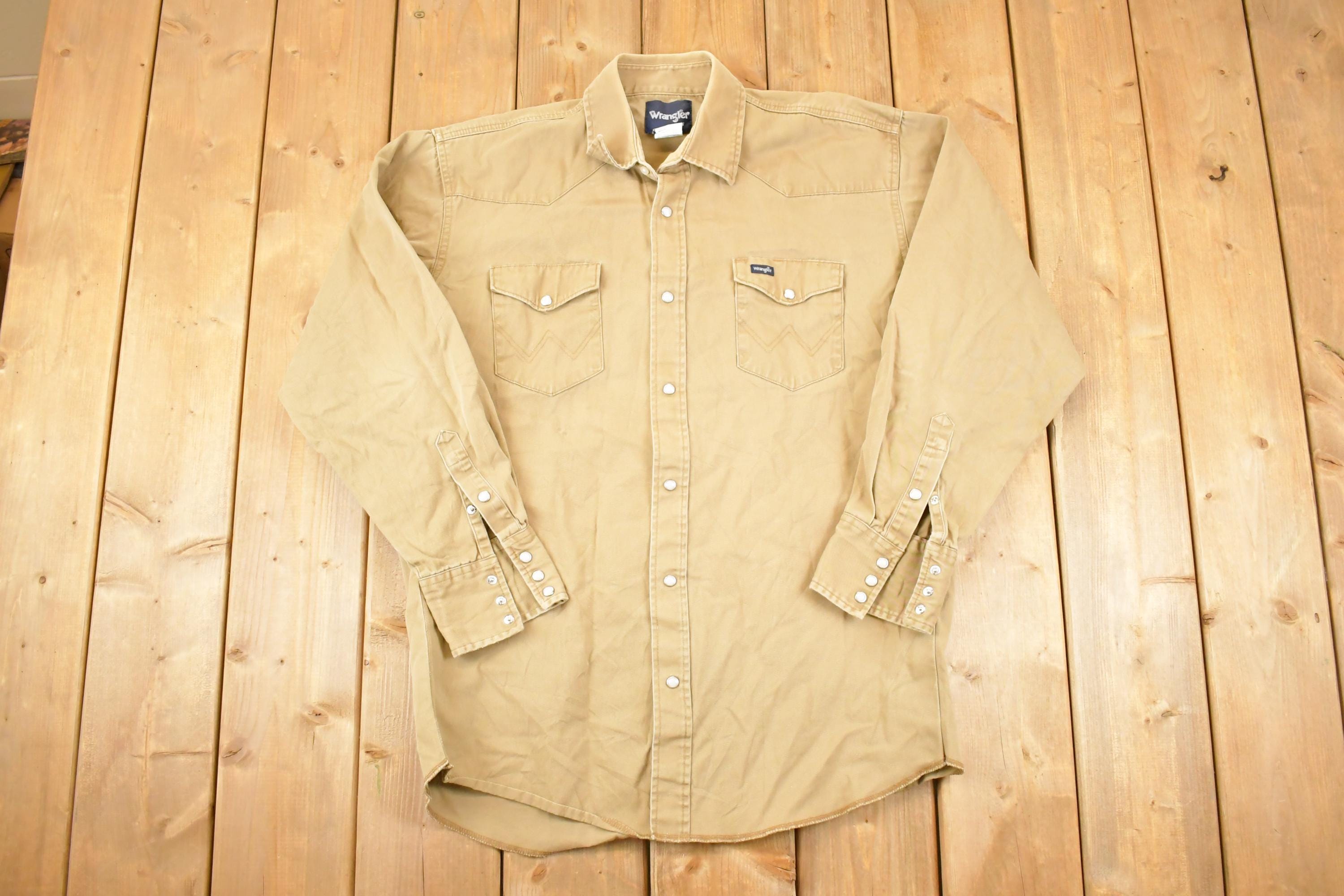Vintage 1990s Wrangler Tan Western Button Up Shirt Men's XL