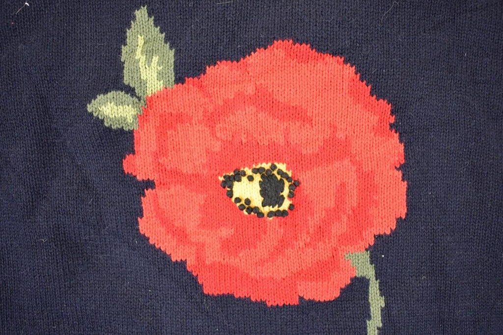 Vintage 1990s Poppy Print Jones New York Sport Knit Crewneck Sweater Women's L