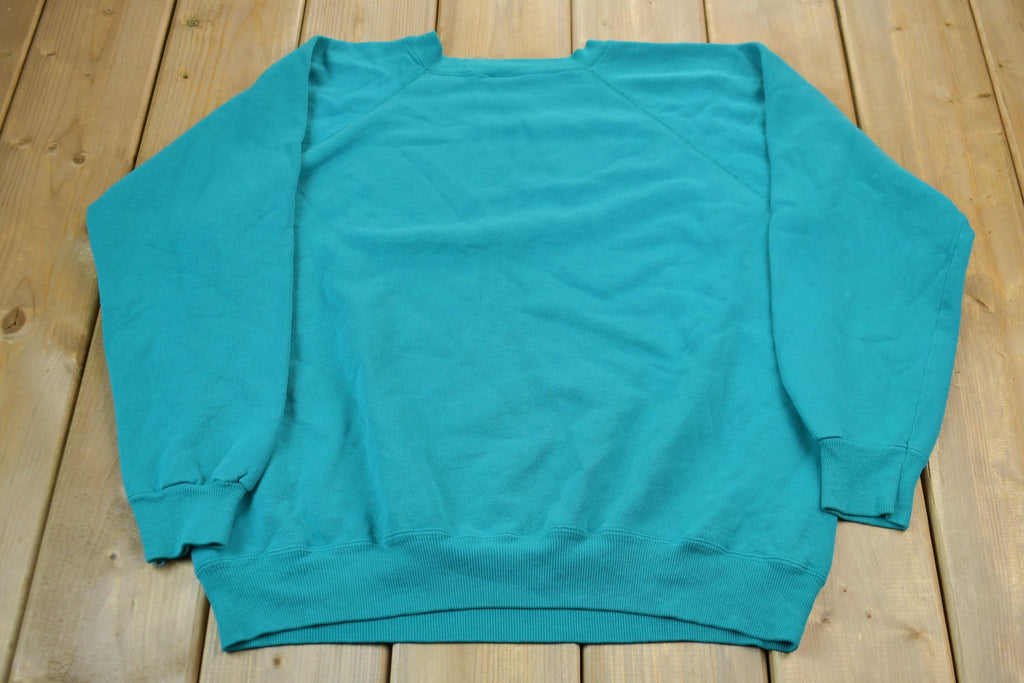 Vintage 1990s Teal Hanes Crewneck Sweatshirt Made In USA